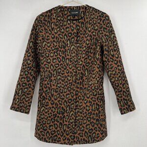 Dolce Cabo Leopard Print Long Coat – Brown/Gold – Size S